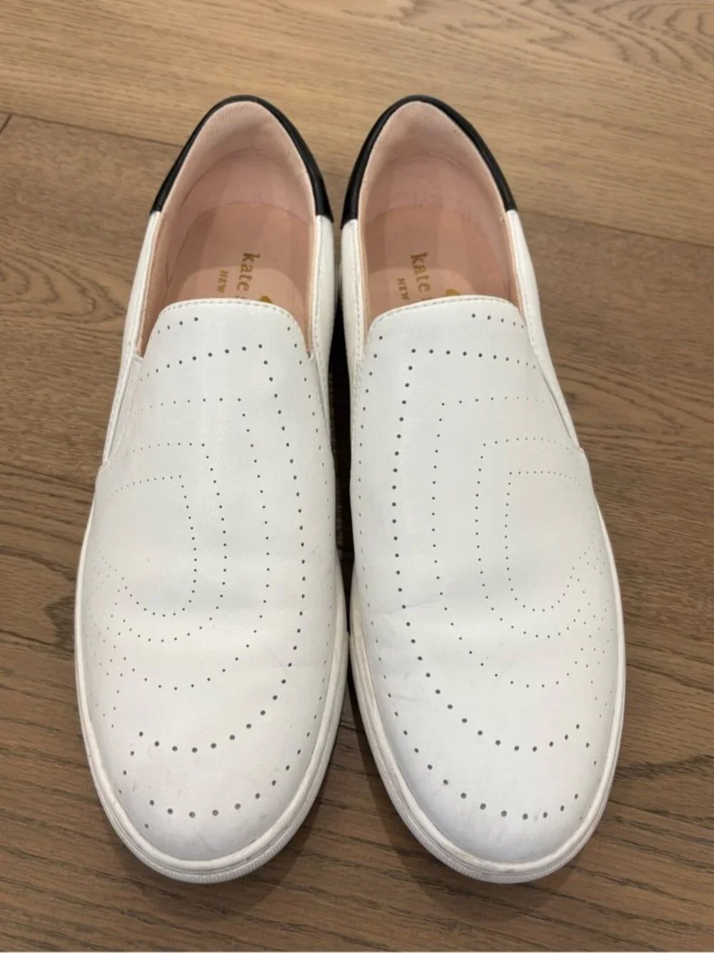 Kate Spade New York Andy Perforated Leather Slip-On Sneakers White Size 8.5